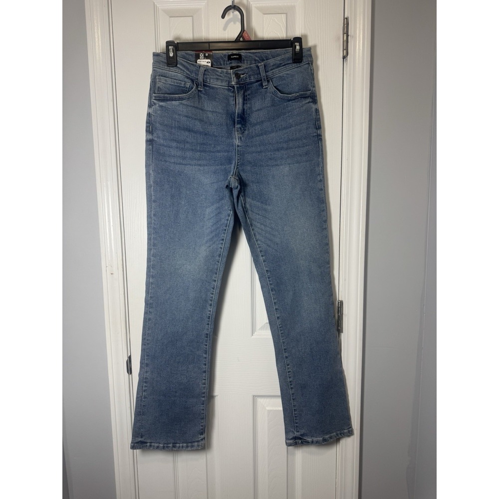 Express Womens 14 Bootcut Jeans Light Wash Blue Stretch Mid Rise Denim NWT